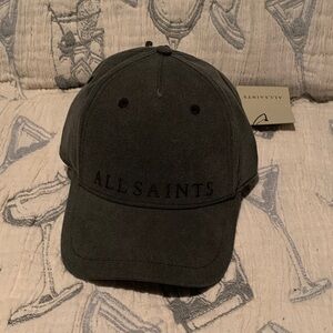 All Saints Black Embroidered Logo Cap